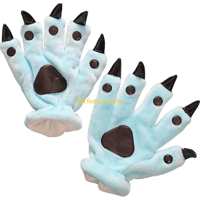 y5gc-ぬいぐるみ恐竜足手袋漫画かわいい動物の手手袋動物足暖かい手袋コスプレツール仮装パーティーアクセサリー