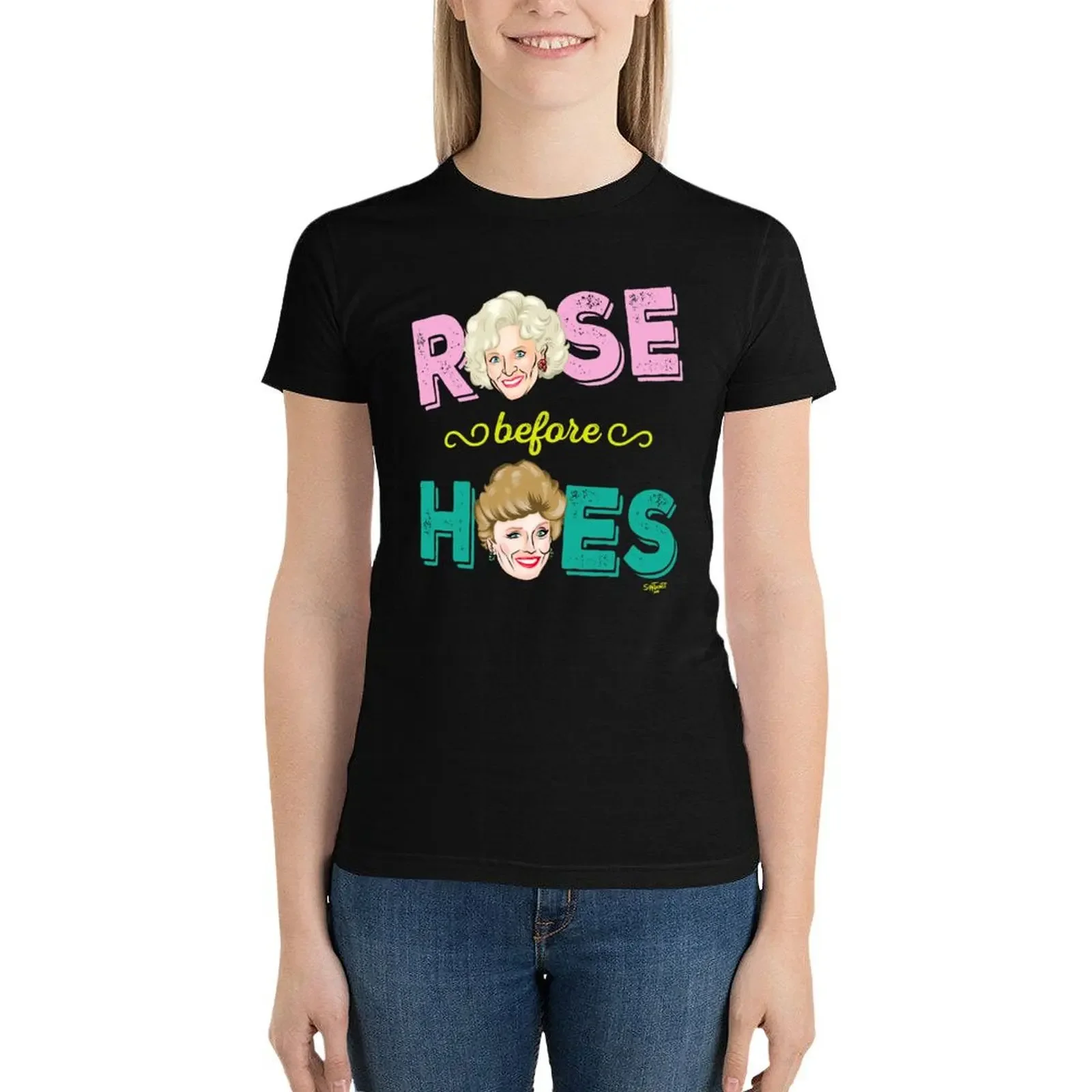 ROSE BEFORE HOES T-Shirt plus size tops Aesthetic clothing graphics shirts graphic tees tops Women