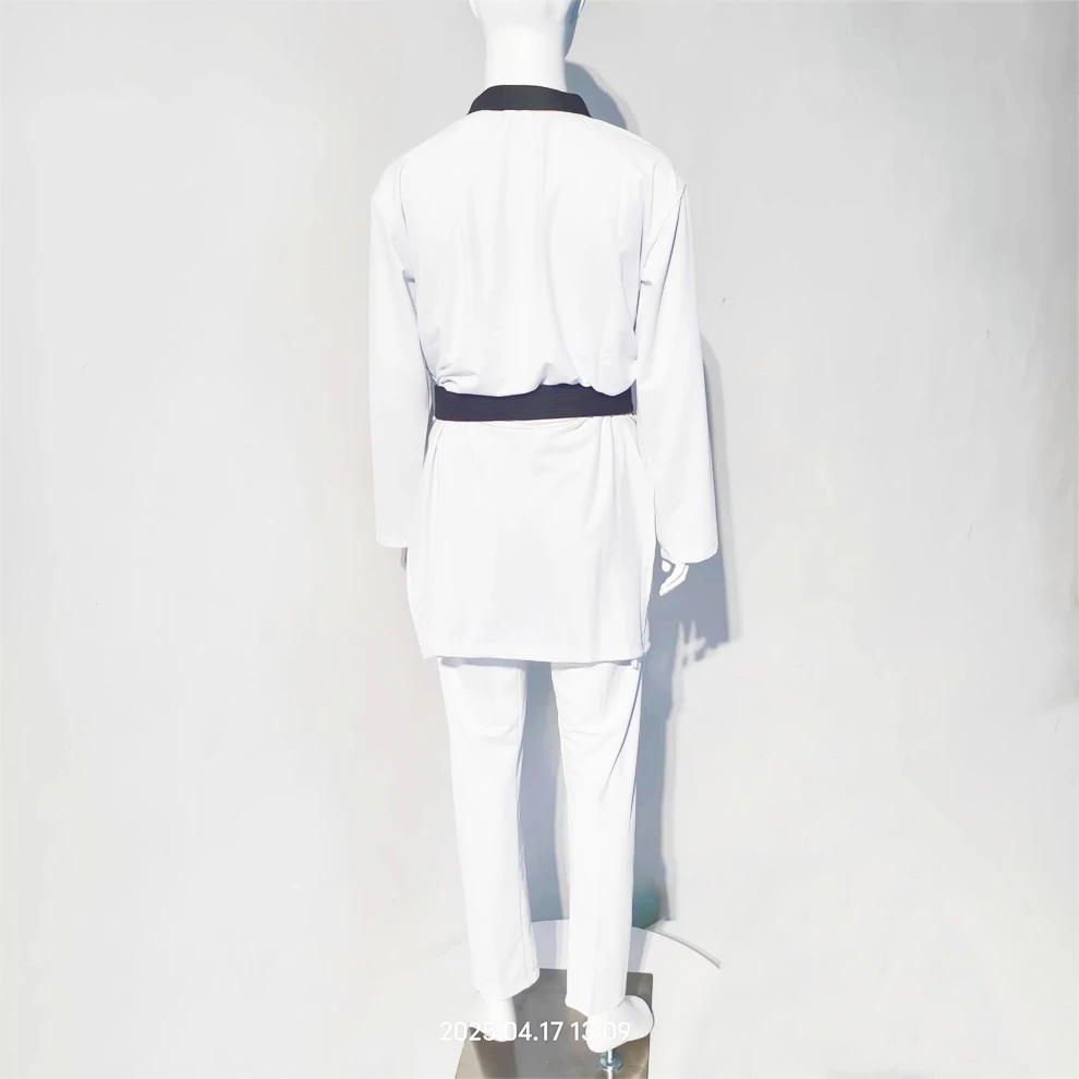 New HOT SALE Tight-Fitting Taekwondo Uniforms Quick-Drying Stretchable 110-200cm Kids Adults Black White Collar Beginner Suit - view 3