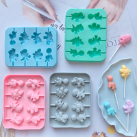 1pc 8-hole dinosaur shaped lollipop silicone mold suitable for lollipop hard candy DIY chocolate cake decoration plugin