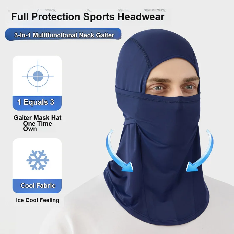 Balaclava Motorcycle Riding Face Mask Sweat Absorbent Breathable Sun Protection Head Cover for Summer Outdoor Activities