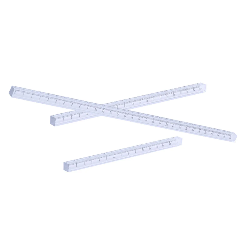 3 Pcs Transparent Ruler Set Straight Precise Design Drawing Tool Major Measuring Acrylic Office Geometry