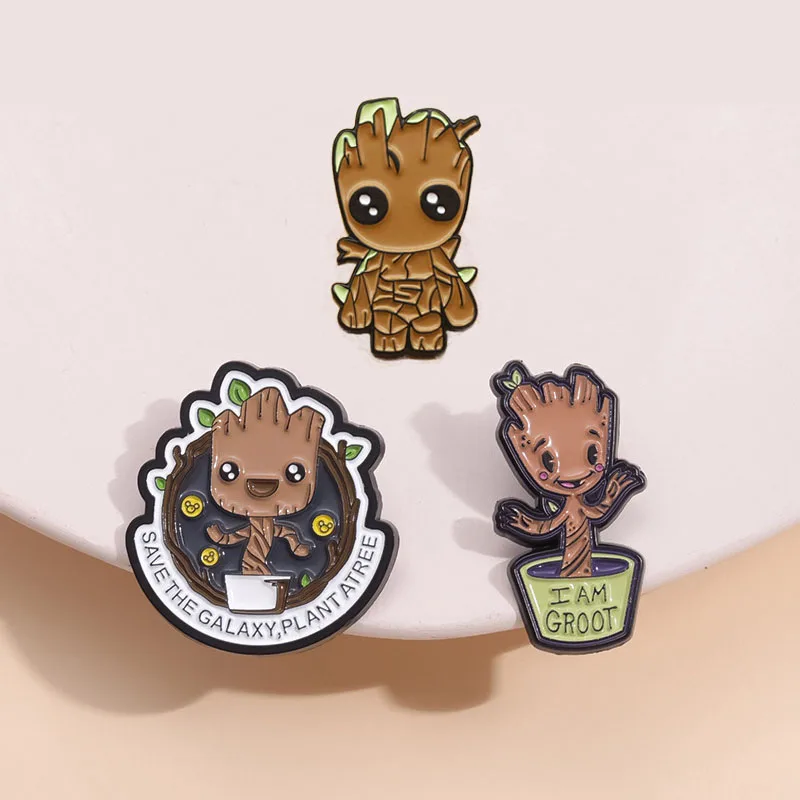 Disney Marvel Brooch Guardians of The Galaxy Cartoon Groot  Metal Badge Enamel Pin Anime Peripherals Backpack Accessories Gifts