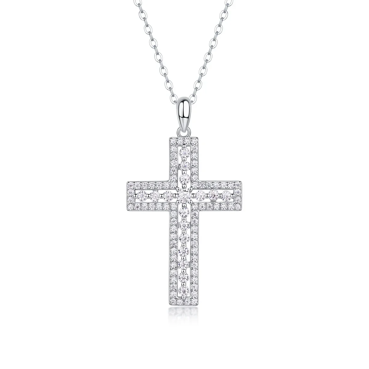 S925 silver necklace, asylum pendant, free chain, live cross-border hot-selling silver jewelry spot cross collarbone chain