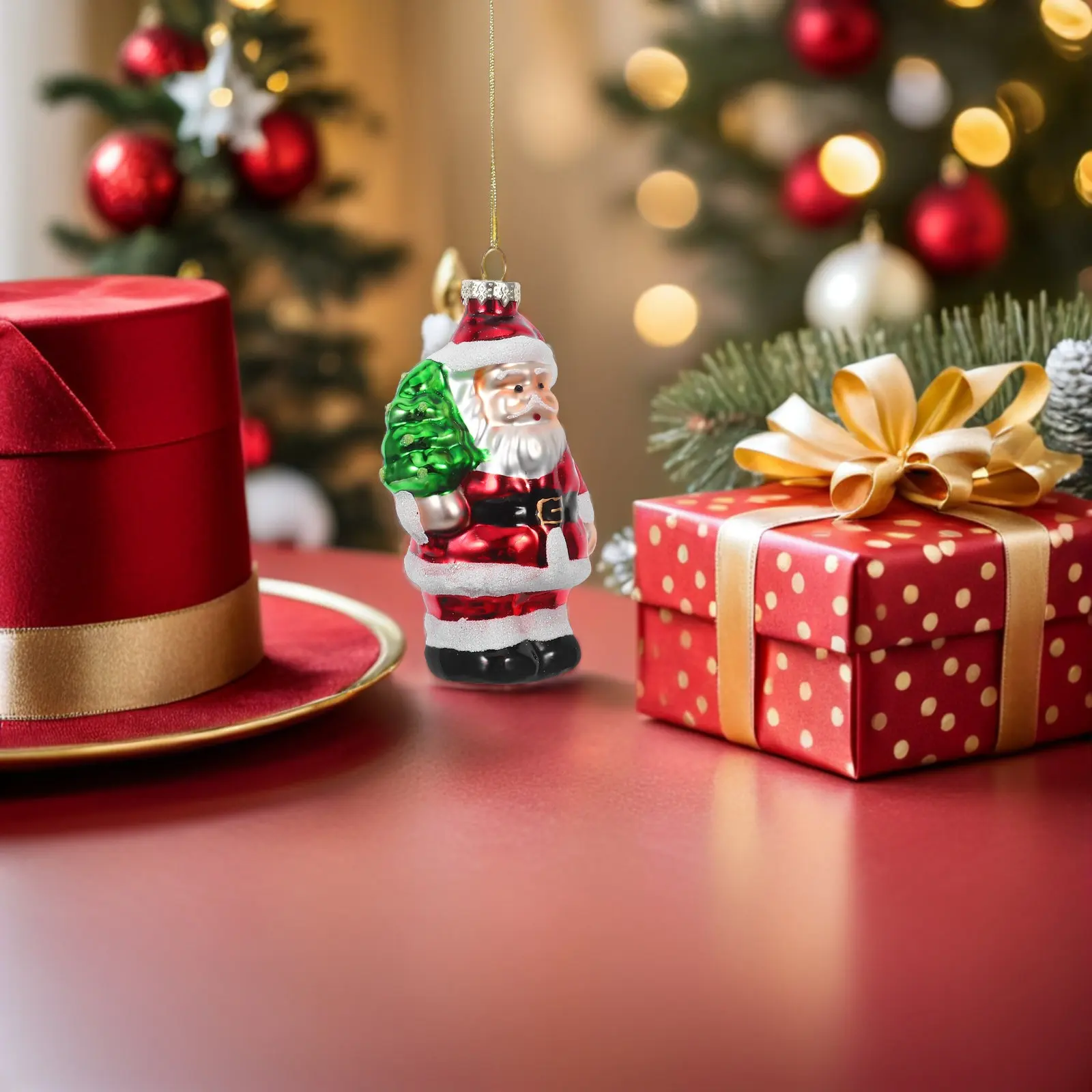 

Стеклянное елочное украшение ручной работы «Дед Мороз», прозрачное, для подвешивания на елку, новогоднее праздничное украшение, елочные игрушки