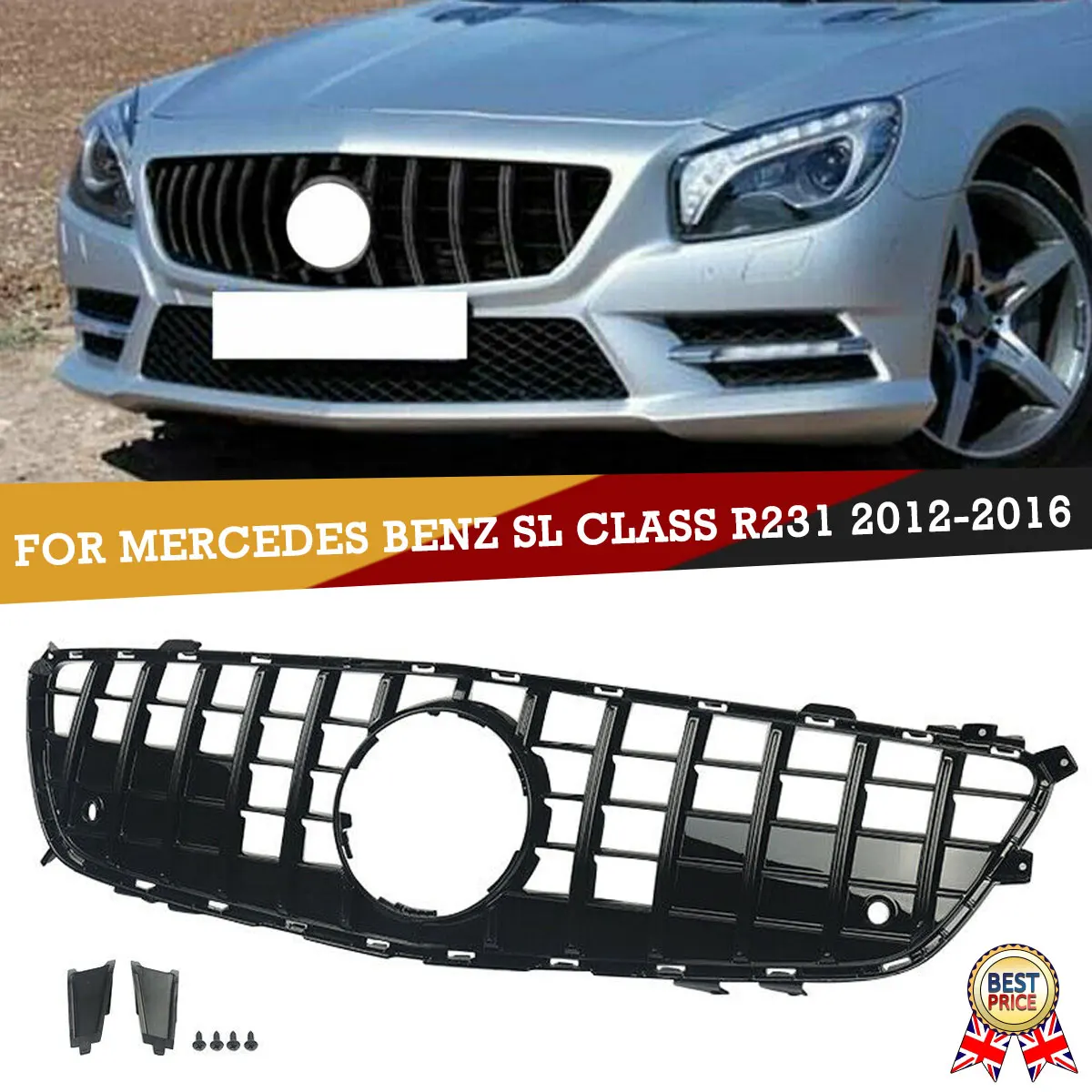 Magickit Gloss Black GTR Style Front Grill For Mercedes-Benz SL-Class R231 2012-2016,2017-2020 Car Accessories Tools