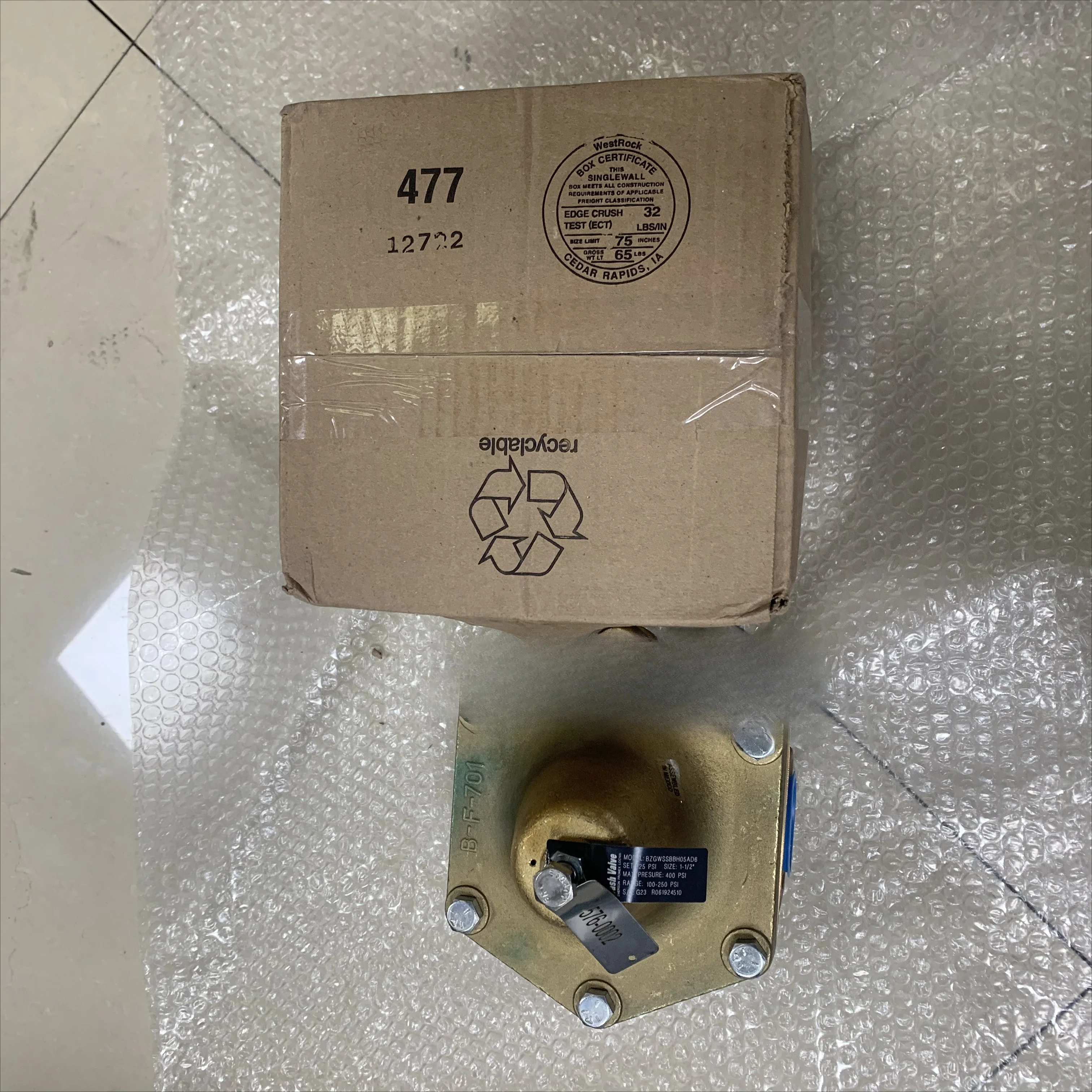 BRONZE 1.5 inch CASH VALVE GP-PRESSURE REDUCING 2W2751