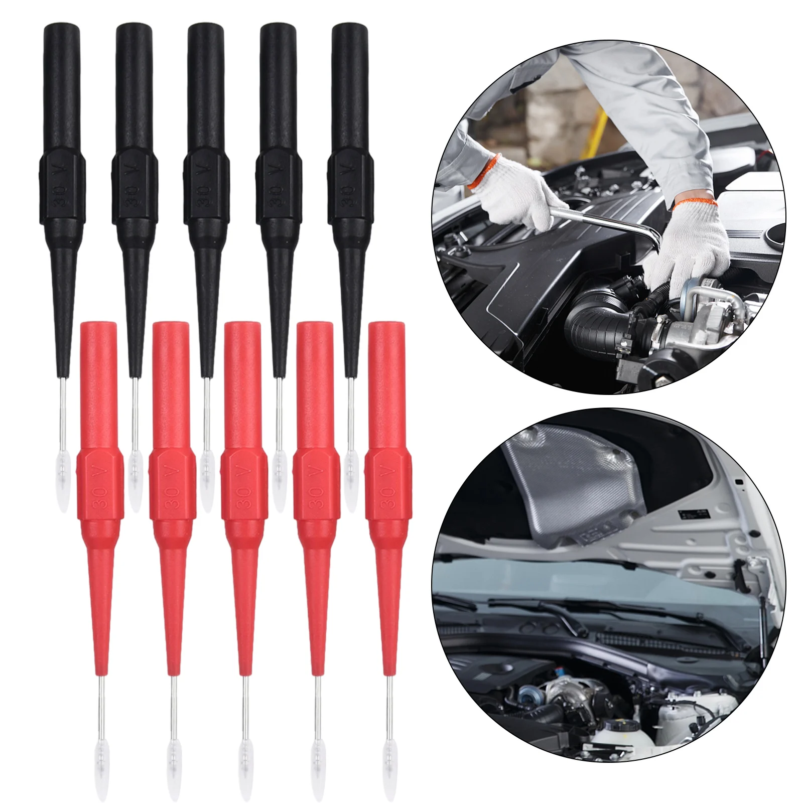 粗探針 ESTプローブ 10本/セット ステンレス鋼 1A 20 x 1.0mm ニードル 30V アクセサリー付属 +4mmソケット 赤+黒 交換用