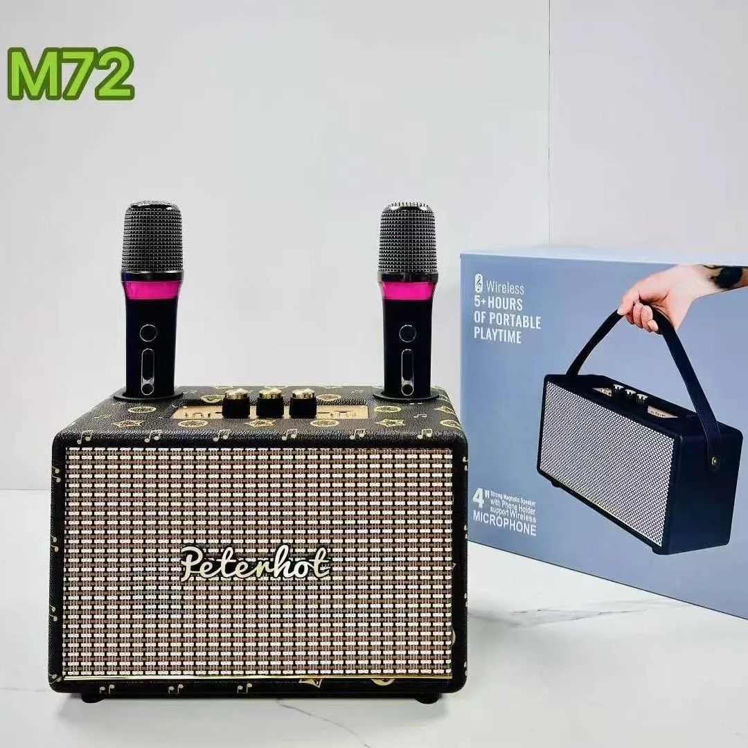 M72 Retro HIFI Stereo Bass KTV Speakers Party Music Wireless Portable Karaoke Speaker Subwoofer Outdoor Audio