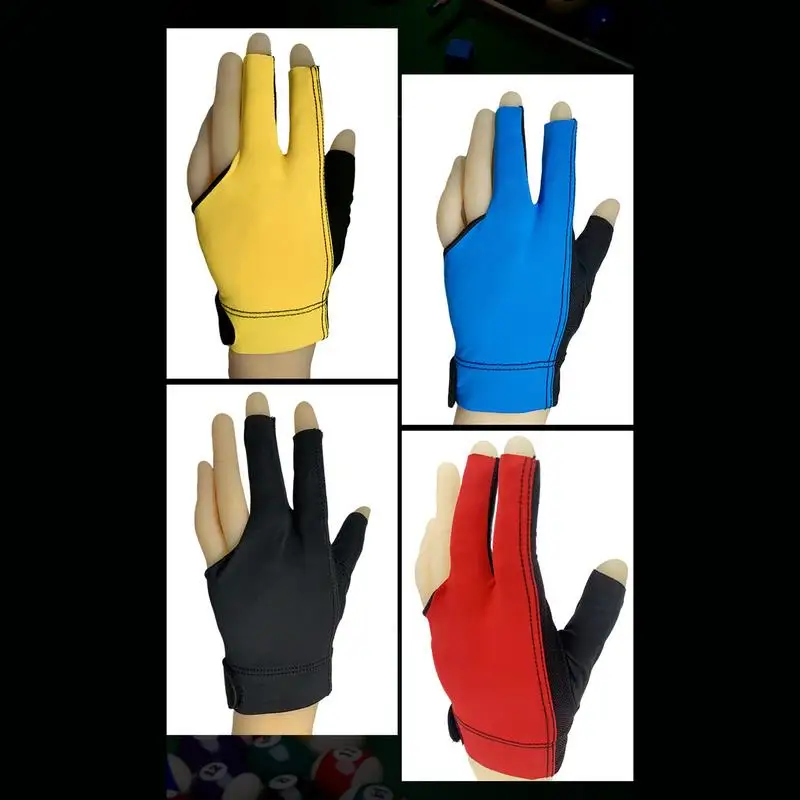 Pool Glove Left Hand Anti-Slip Snooker Cue Glove 3-Fingers Pool Cue 3-Fingers Gloves Billiards Pool Practice Supplies For Women