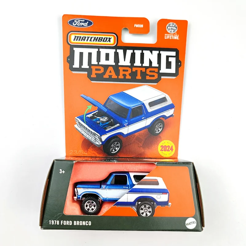 Piezas móviles de Matchbox 2024, Ford Bronco 1978, modelo de colección fundido a presión FWD28, 1/64