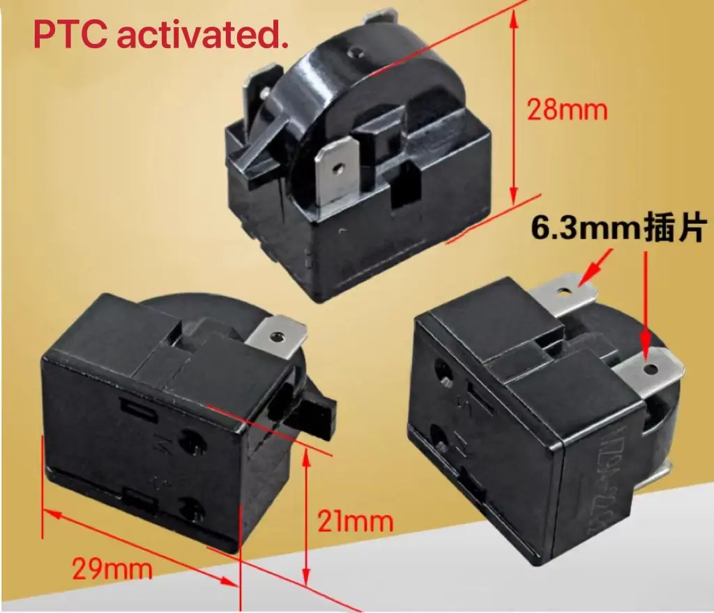 2PCS/LOT Refrigerator PTC starter, refrigerator freezer compressor starter, plug-in refrigerator starter, large plug-in, 12-22R