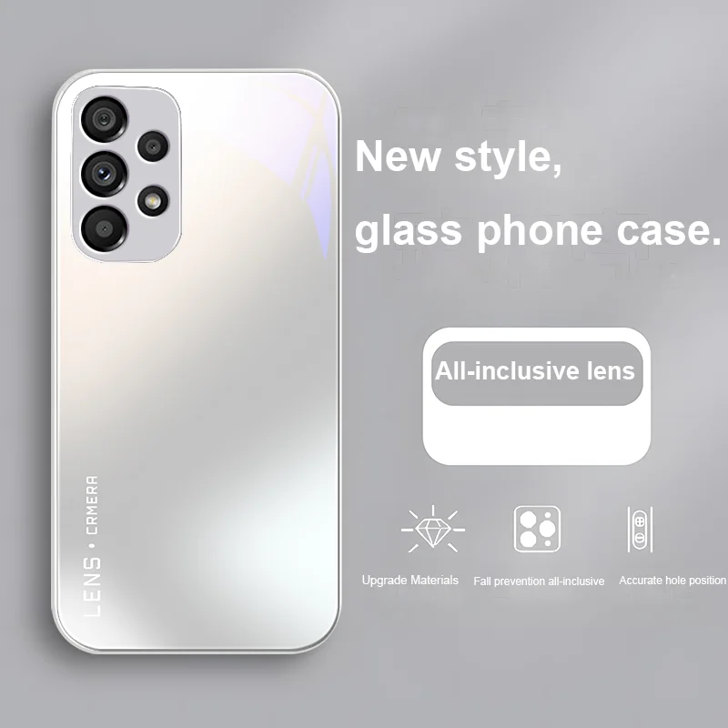 Lens Gradient Blue For Samsung Galaxy Note 10 Plus S20 21 FE S23 Ultra S8 9 A70 72 73 50 51 52 53 Tempered Glass Phone Case