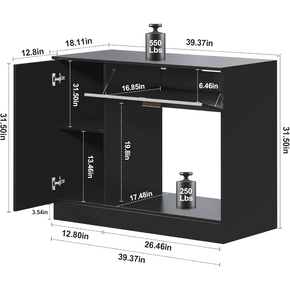 40 Gallon Fish Tank Stand, 29 -50 Gallon Aquarium Stand, Black Tank Stand, Fish Tank Table with Drawer and Cabinet