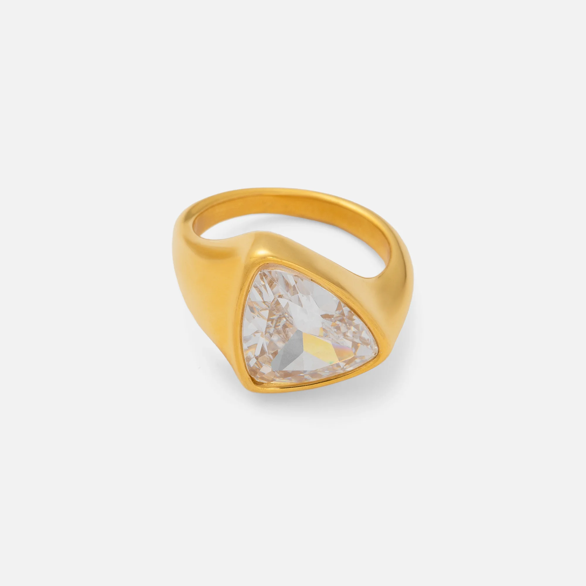 DASEIN Vintage Triangular Big Zircon Ring 2025 18k PVD Gold Plated Stainless Steel Runway Luxury Jewelry for Women Banquet