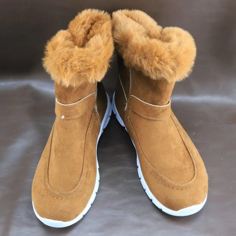 

Winter Women Fur Warm Chelsea Snow Boots Casual Shoes New Short Plush Suede Ankle Boots Flats Gladiator Sport Ladies Botas Mujer