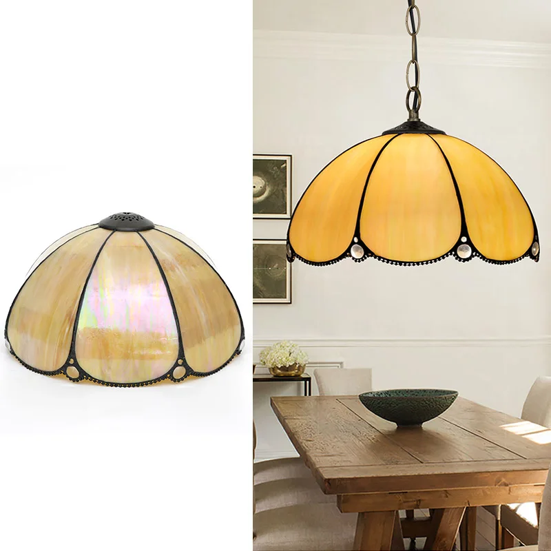 

Минималистичный абажур 12 дюймов (30 см) в ширину, с желтыми бусинами, из витражного стекла, для настольных и напольных ламп, сменный аксессуар