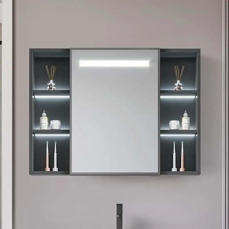 Bathroom simple wall-mounted waterproof space aluminum smart mirror cabinet separate toilet wall-mounted storage