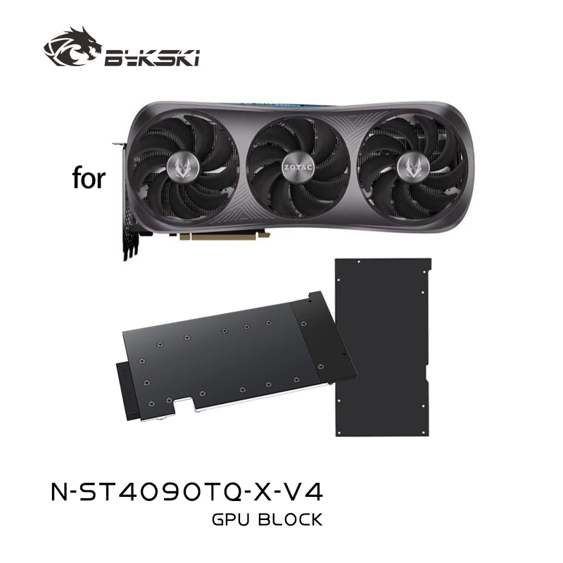 

Bykski N-ST4090TQ-X-V4 Водяной блок графического процессора для ZOTAC GAMING RTX 4090 Trinity/AMP EXtreme AIRO Охлаждение видеокарты/NVIDIA RTX 4090
