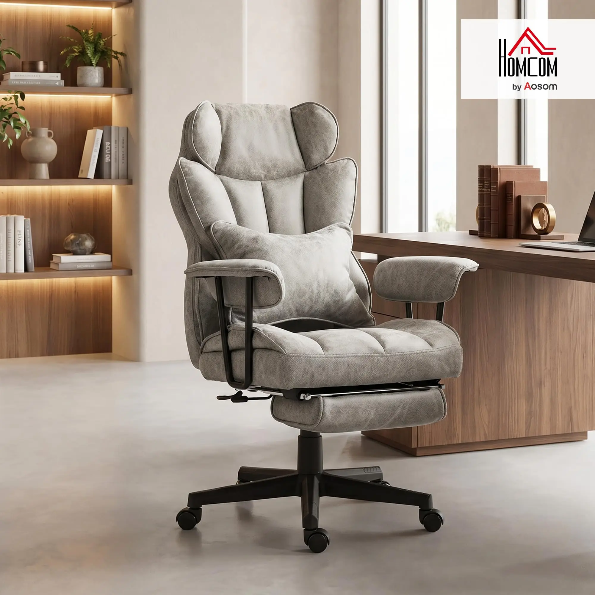 Massage Executive Office Chair 6 Vibration Points 400LBS Gray