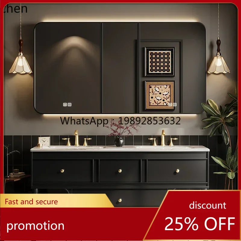 

YFY oak double basin French retro bathroom cabinet combination toilet washbasin cabinet bathroom cabinet