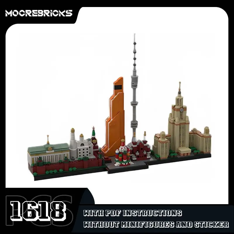 MOC Skyline Architecture Complex Model Building Block City Famous Street View Assembling Classic Toy Set Kids Puzzle Gift Bricks