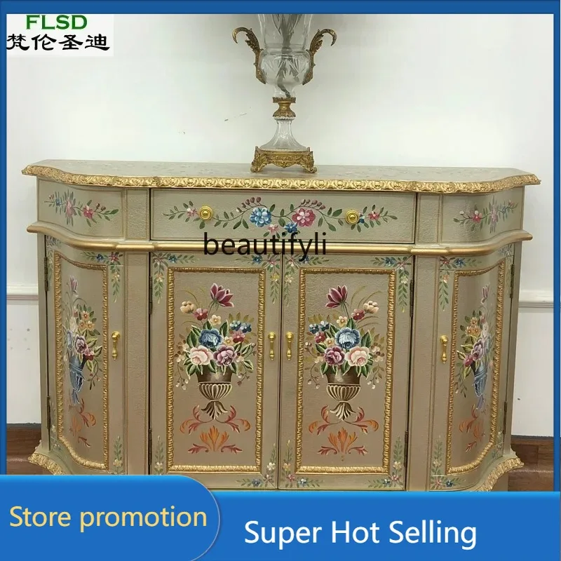 AY55  European painted side cabinet French retro storage entry decorative shoe cabinet