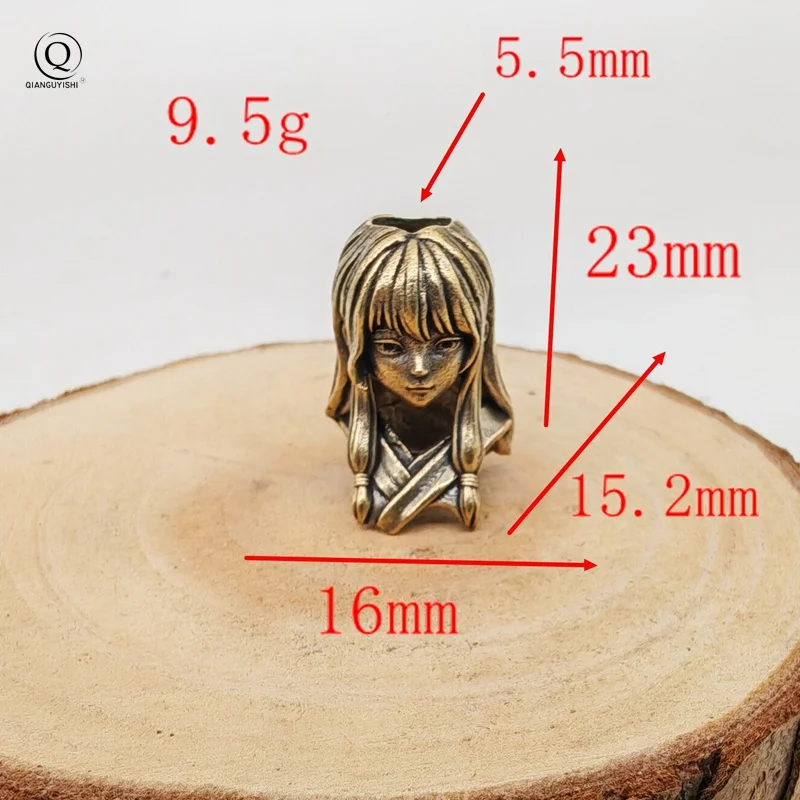 Japan Korea Beautiful girl Brass Knife Beads EDC DIY Paracord Woven Bracelets Lanyard Pendants Accessories Outdoor Tool Hangings