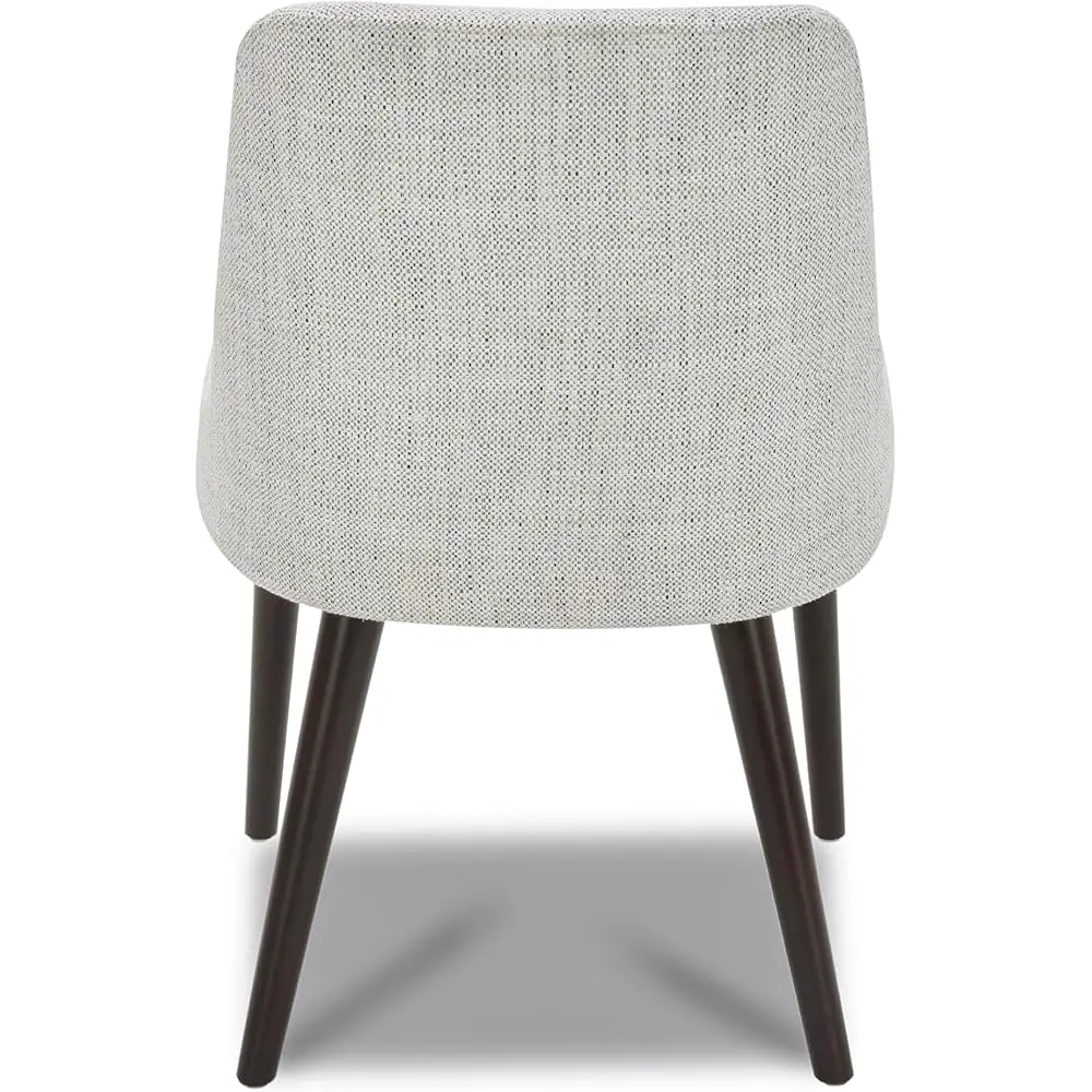 Cadeira de jantar moderna e média, cadeira estofada em tecido, conjunto de 2, marfim