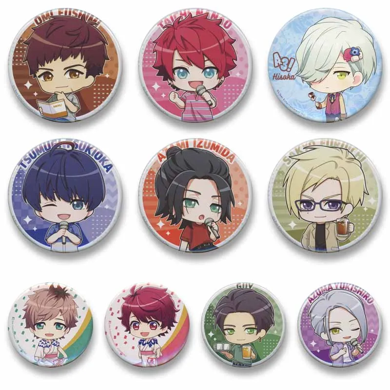 Cute Anime Game Act! Addict! Actors! A3! Brooch Handmade Round Enamel Pins Cartoon Lapel Badge Fashion Jewelry Gifts for Friends