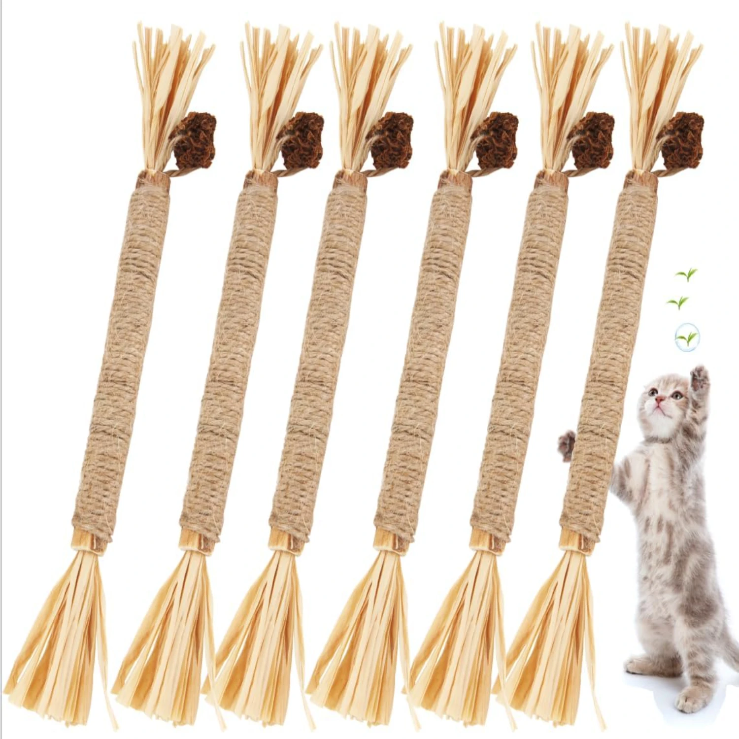 

Interactive 6 Pack Silvervine Cat Toy Matatabi for Indoor Cats and Kittens - Fun and engaging Chew Toys for Teeth Cleaning and P