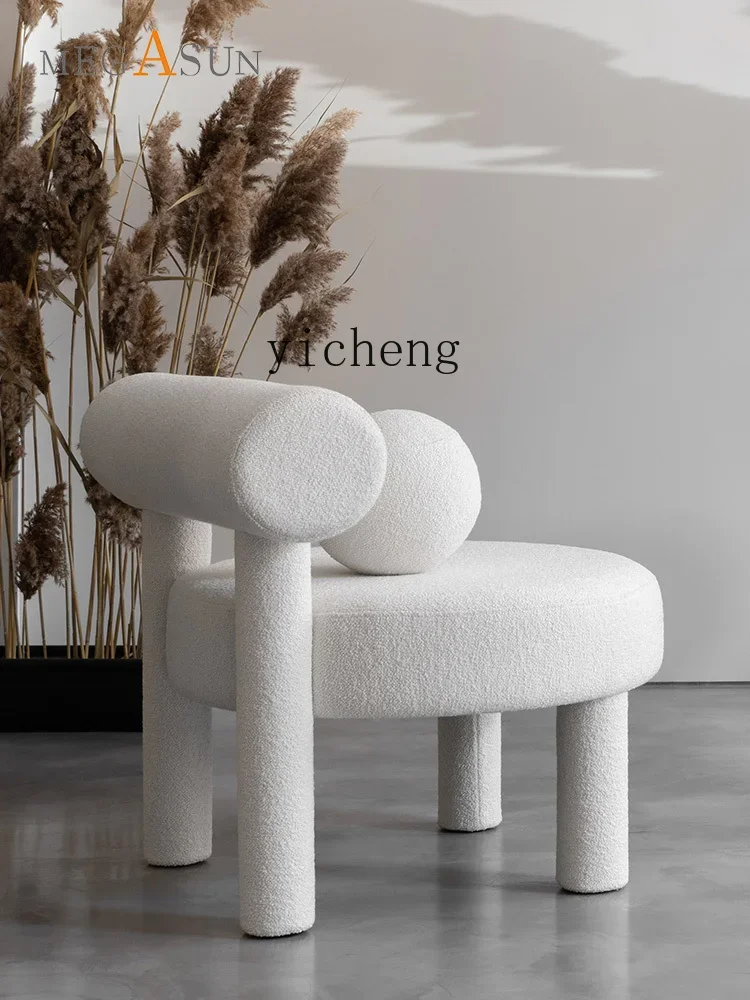 YY  Minimalist Lamb Wool Leisure Chair Single Sofa White Chair