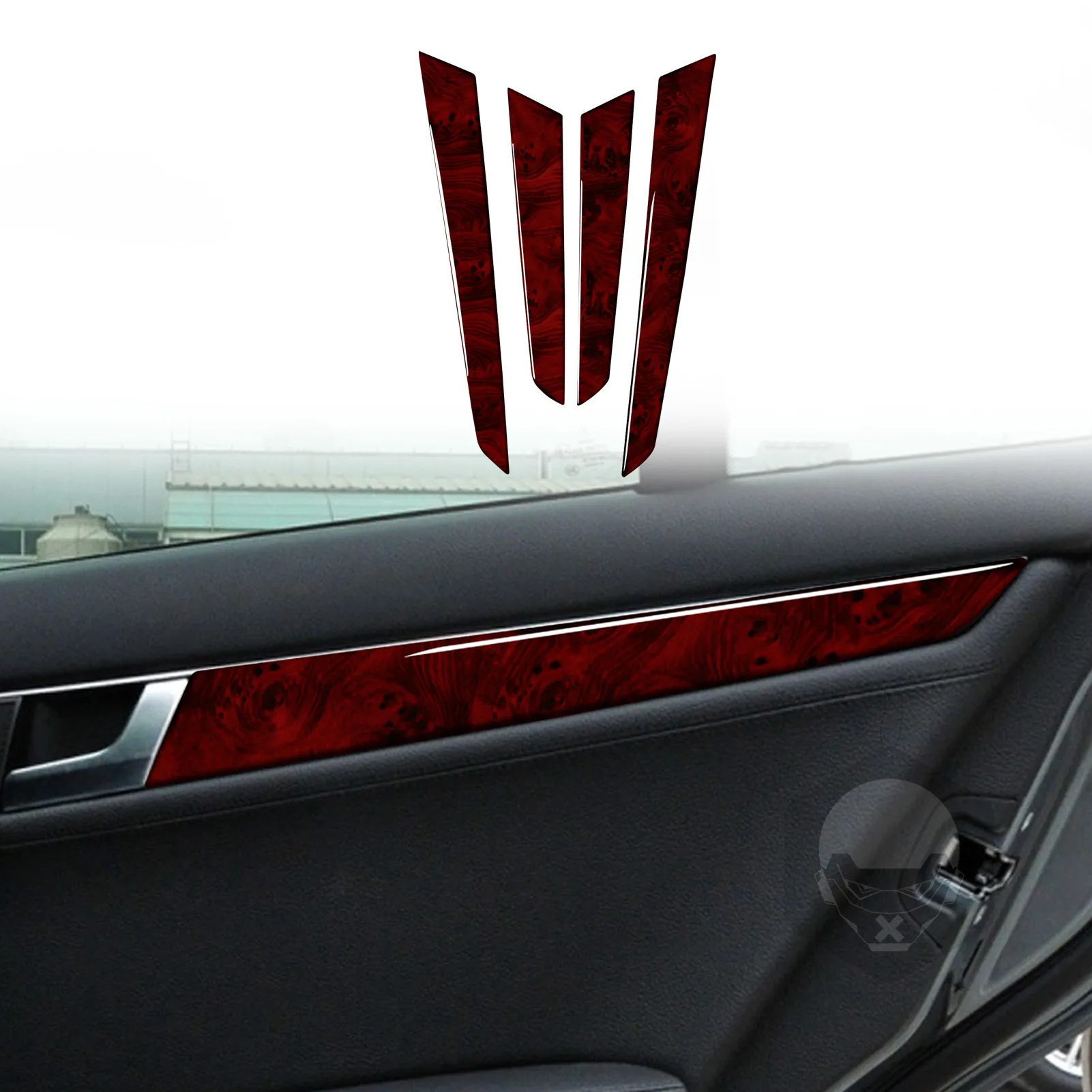 

Suitable for Mercedes-Benz C-Class W204 Bird's Eye Red Door Decorative Strips Automotive Interior Accessories