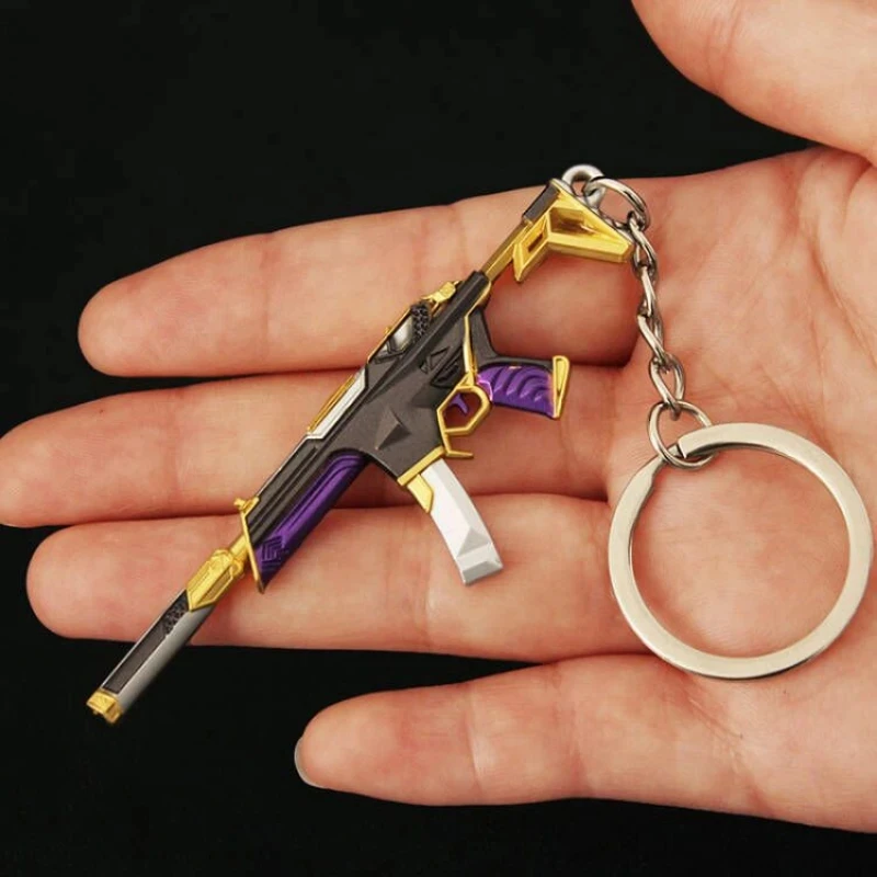 8cm Valorant Melee Reaver Keychain for Men Prime Spectre Rifles Machine Model Metal Key Ring Game Peripheral Fans Jewelry Gift