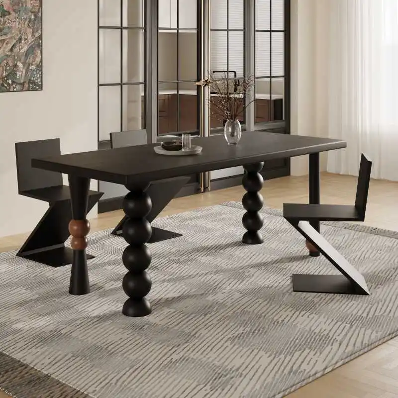 

Medieval solid wood dining table semicircle