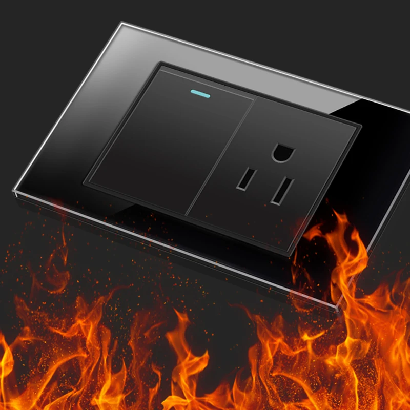 

ELEGAN Black Tempered Glass Panel US Standard 1/2/3/4/5/6Gang Switch Push Button Outlet Usb Type-c Wall TH Socket Light Switch