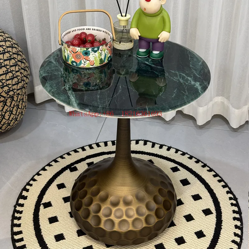 Italian Light Luxury High-end Marble Edge Few Living Room Balcony Bedside Sofa Side Cabinet Creative Small Round Table