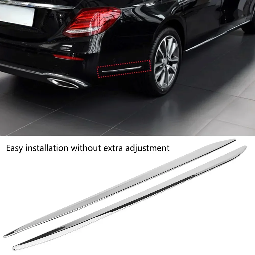 

2Pcs ABS Plastic Silver Car Rear Bumper Side Moulding Trim Strip Fit For Mercedes Benz E Class W213 2016-2018 Car Accessories