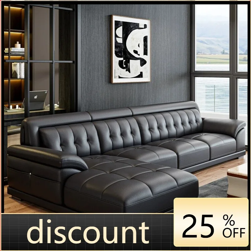 

LH first layer cowhide modern simple size apartment living room left and right solid wood sofa combination