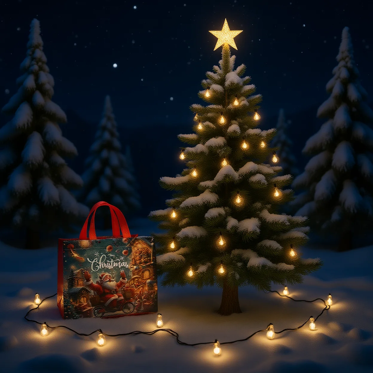 Holiday Gift Bag Holiday Christmas Tote Bag Festive Printed Bag Sturdy Non Woven Handbag For Festival Favor Packaging Party
