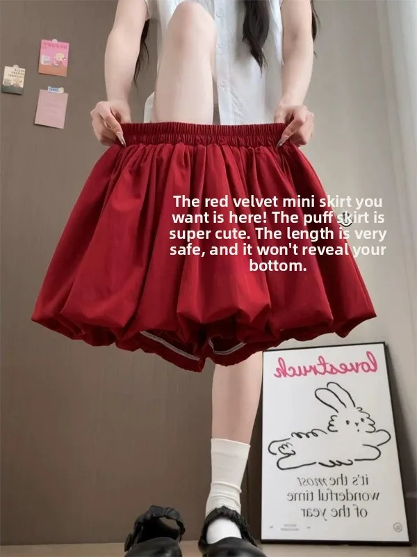 High Waist A-Line Short Skirt Women's Summer Fluffy Flower Bouquet Design Prevent Exposure Cake Skirt plus Size Breathable Sk...