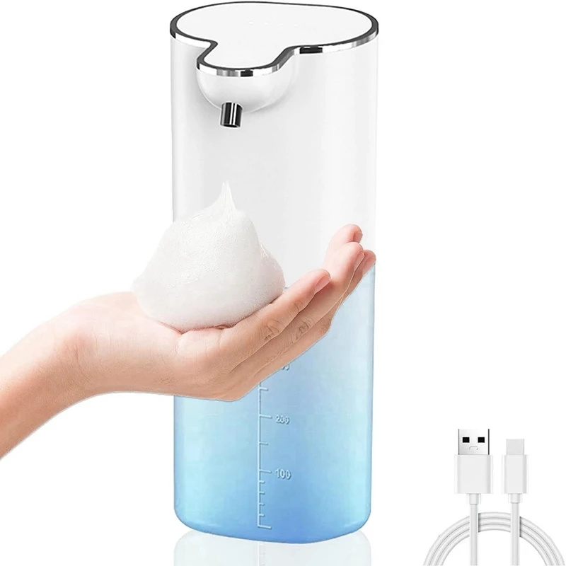 Dispenser sabun cair otomatis, Dispenser sabun cair otomatis, dudukan dinding 13.5Oz/400ML, dapat diisi ulang USB, sabun tangan & Piring tanpa sentuhan