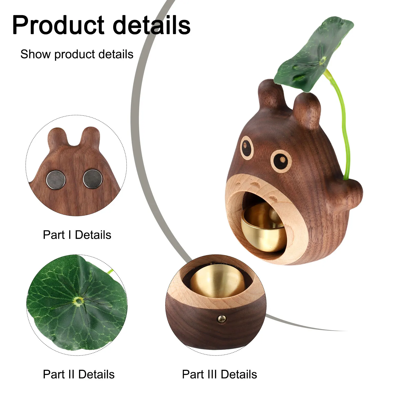 

Декоративная деталь, черный орех, дверной звонок, дофаминовый звонок, 10,5*10 см, слуховой опыт, натуральный деревянный материал для кафе