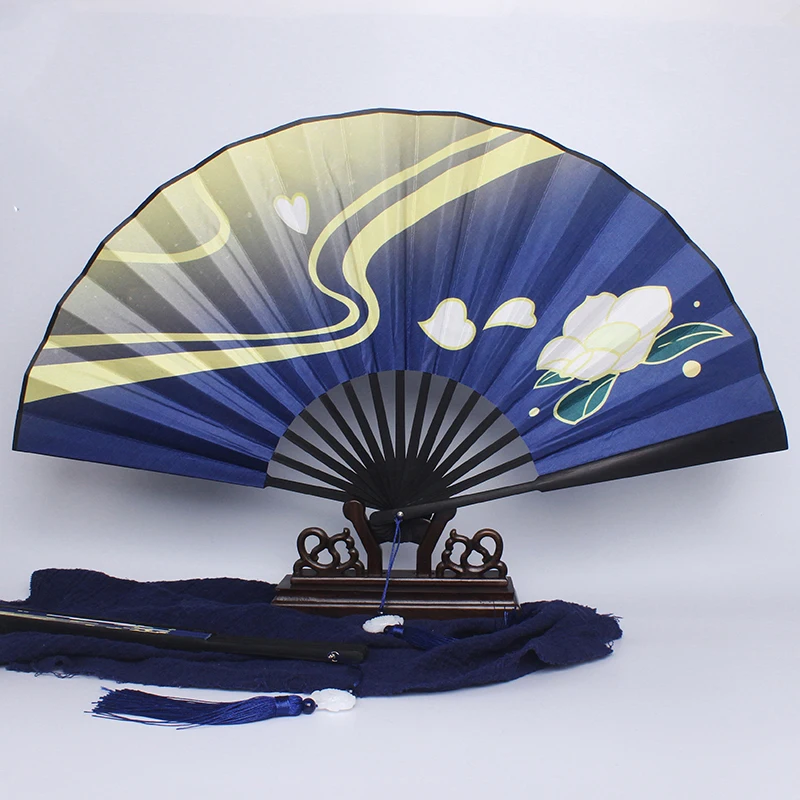 Genshin game anime character folding fan High Quality Printed  cloth Hand Fan home outdoor decoration fan 10.41 in -12.97 in