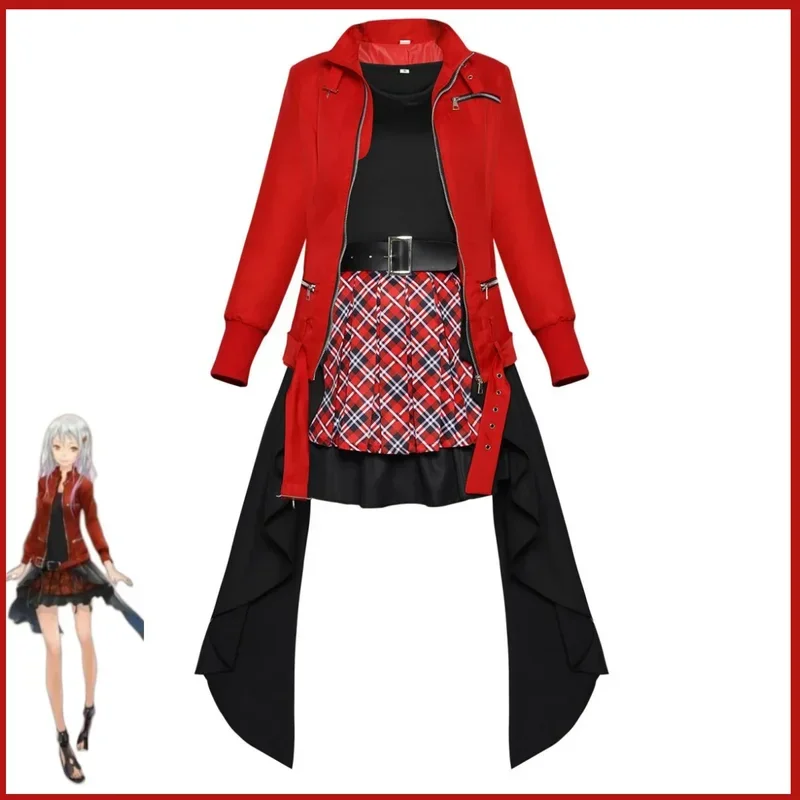 FC6Anime Guilty Crown Yuzuriha Inori Cosplay Costume Red Shorts Coat Skirt Uniform Woman Sexy Kawaii Carnival Halloween Par@FC8！