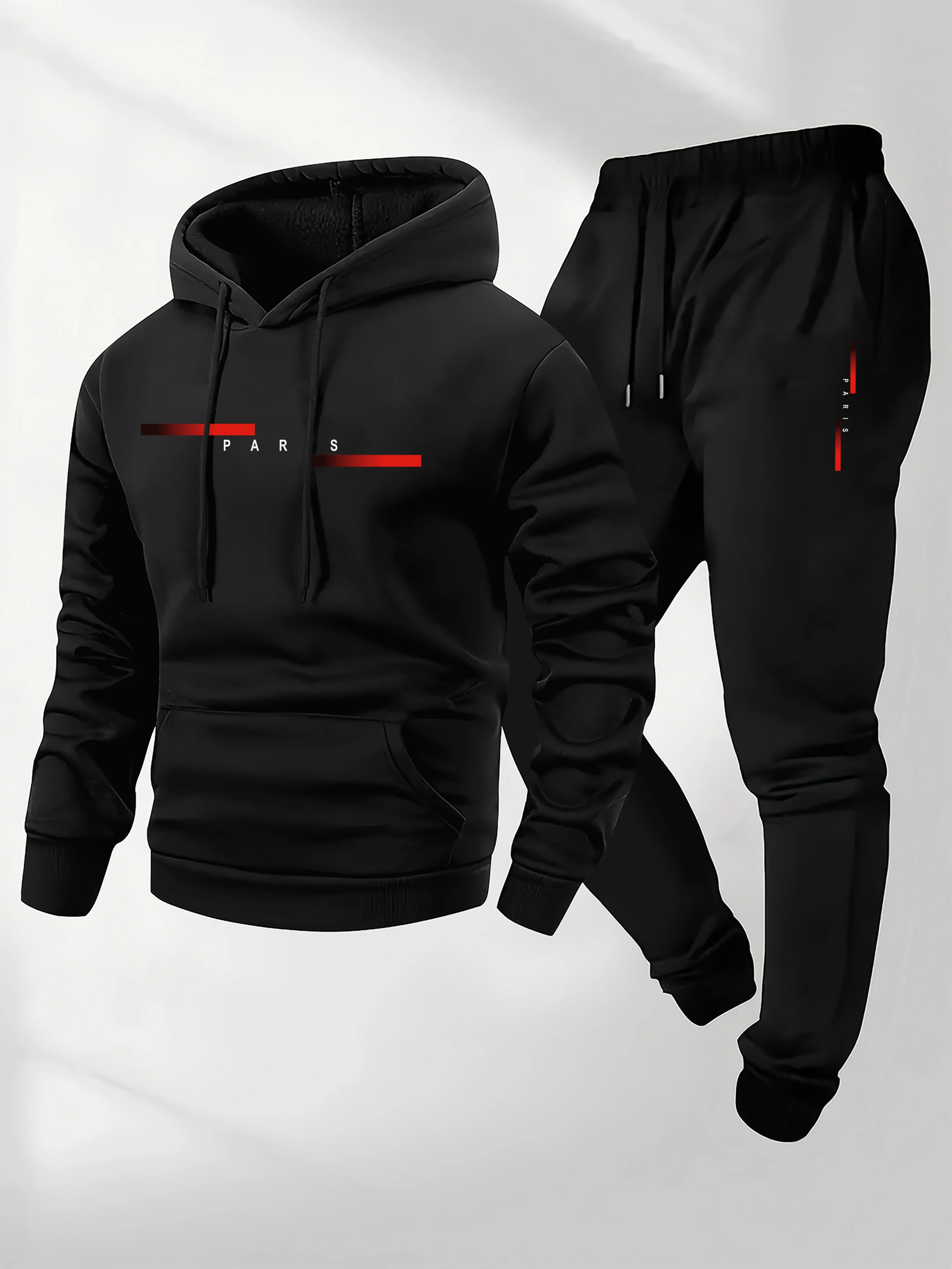 

2026 letter printed sportswear set men's hooded sweatshirt long pants set spring and autumn winter warm suit