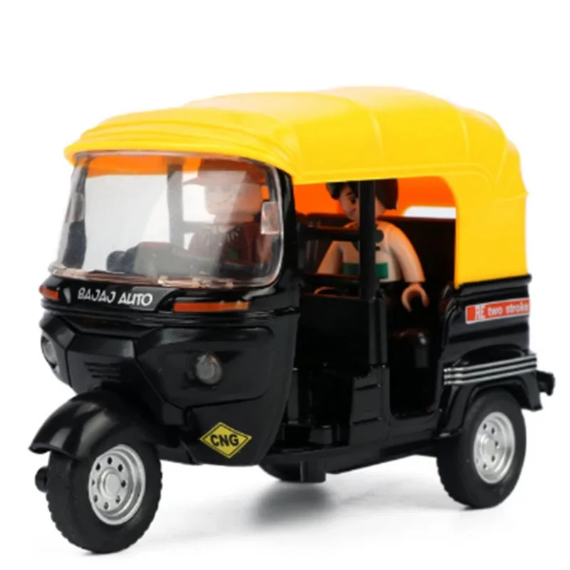 High Simulation Indian Tricycle Toy India Tuk Tuk Taxi Pull Back Light Sound Motorcycle Toys For Kids Children Gifts