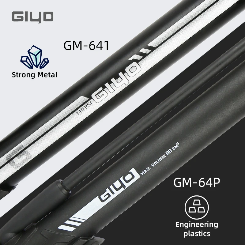 GIYO Protable Bicycle Pump With Gauge 140psi High Pressure Floor-Standing Tire Air Inflator Schrader Presta Valve Mini Bike Pump