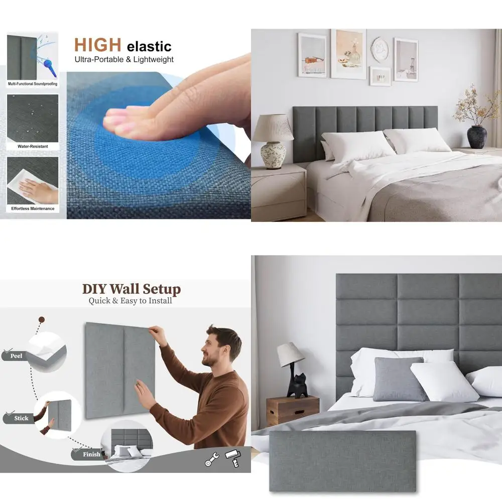 

Изголовье из ткани с тафтингом размера «queen-size» — 9-панельные настенные панели, темно-серые внутренние стеновые панели для спальни