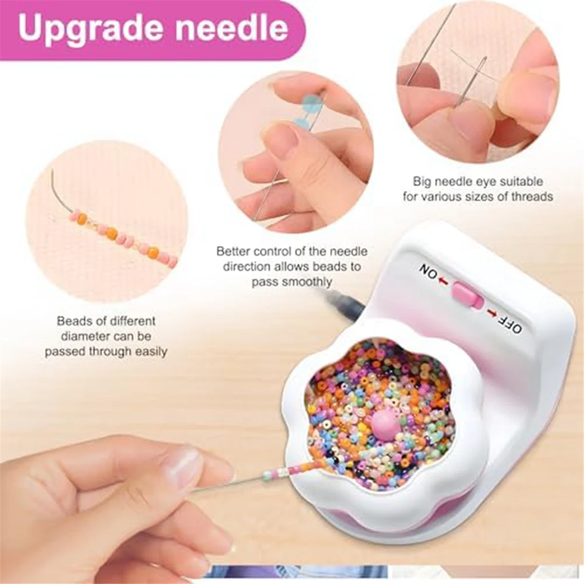 Electric Clay Bead Spinner, Automatic Bead Spinner for Jewelry Making with 2 Beading Needles for DIY Crafts